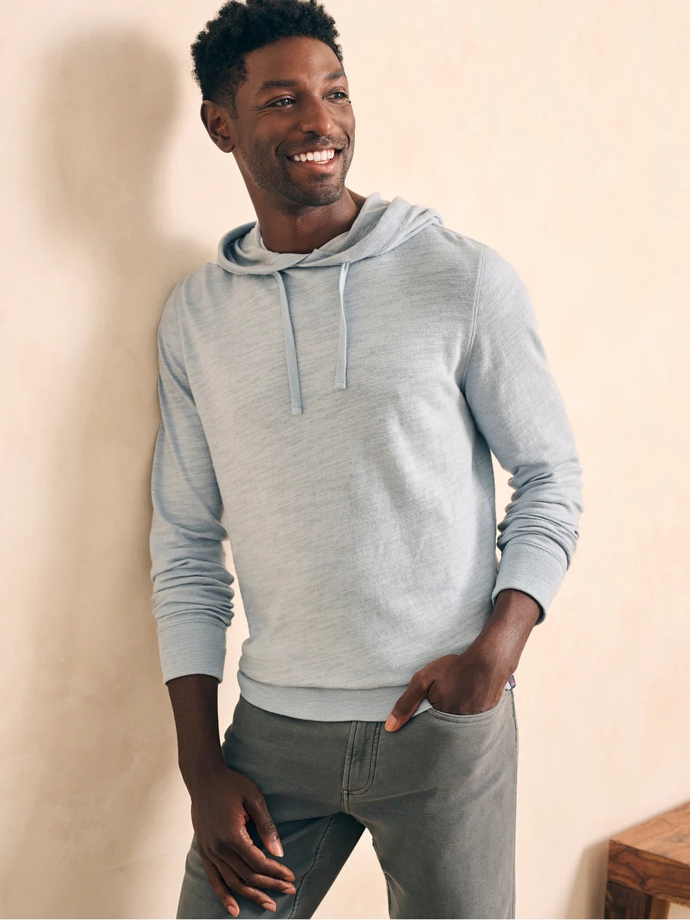 Faherty Sunwashed Slub Hoodie Blue Breeze Mens Size XX-Large